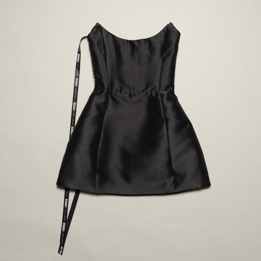 NWT Heiress Beverly Hills Black Strapless Sheen Corset Mini Dress Size XS